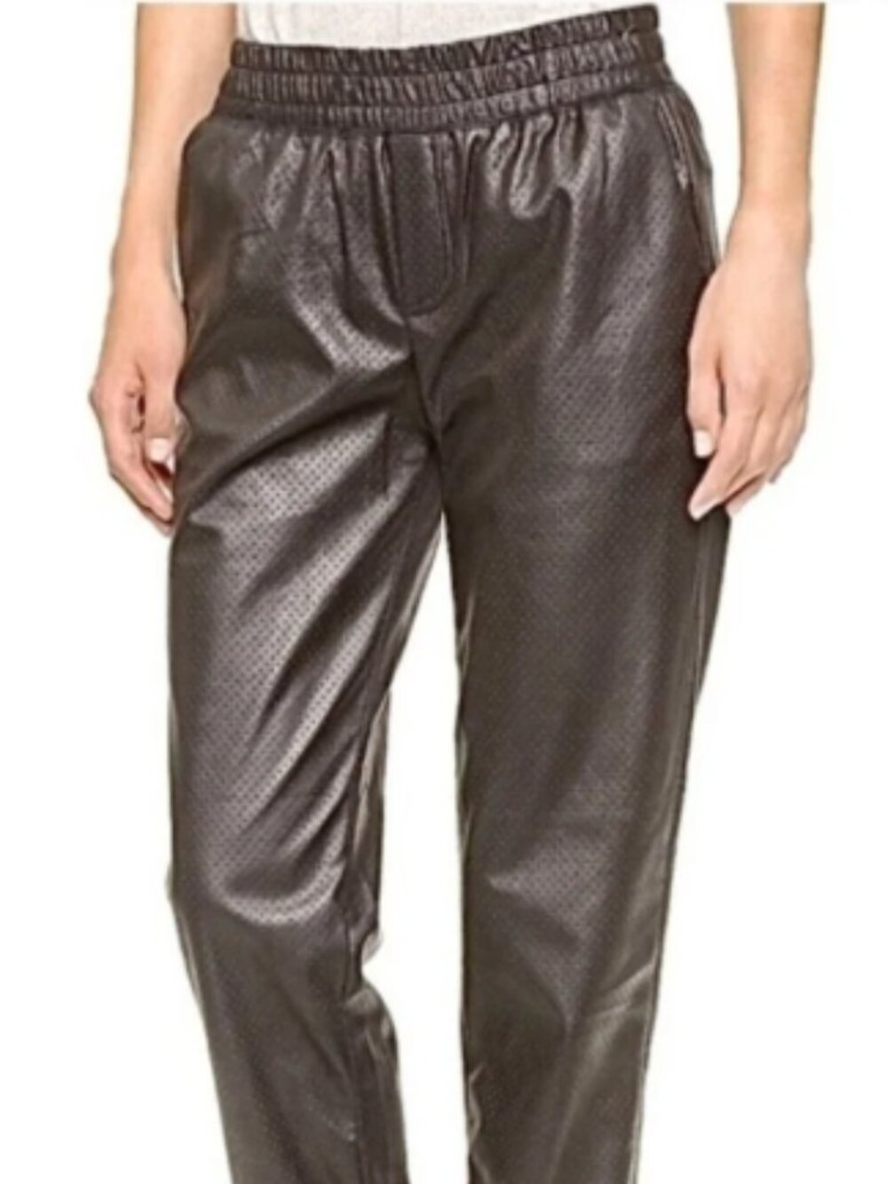 Club Monaco Colbi Faux Leather Perforated Joggers
